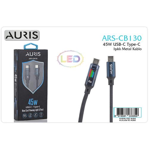 Auris CB130 45W Type-C To Type-C Led Li Metal Kablo