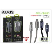 Auris CB180 45W Type-C To Type-C Hasır Metal Kablo