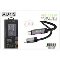 Auris CB220 45W Type-C To Type-C Rgb Işıklı Metal Kablo 