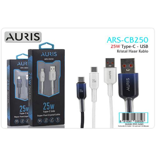 Auris CB250 25W Type-C Kristal Hasır Kablo