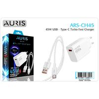 Auris CH45 45W Usb To Type-C Turbo Fast Saliseli Şarj Aleti Seti