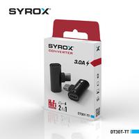 Syrox DT30T-TT Type-C to Type-C + 3,5mm Jack Çevirici, Dönüştürücü 3,0 Amper (Siyah ve Gri Renk Seçeneği)