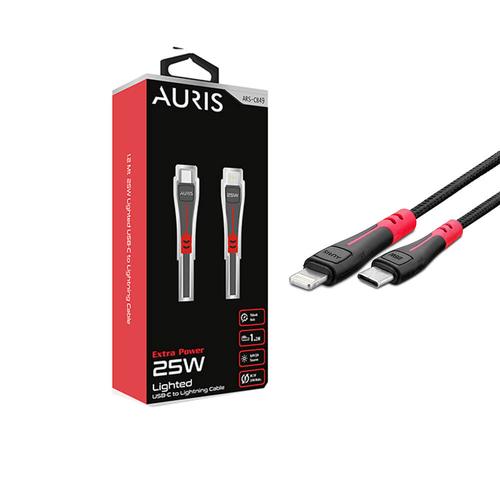 Auris CB49 25W Lightning Şarj ve Data Kablosu Işıklı