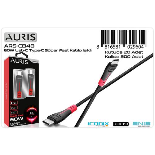 Auris CB48 25W Type-C To Type-C Kablo Işıklı