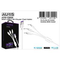 Auris CB55 30W 3in1 Çoklu Şarj Kablosu (Lightning + Type-C + Micro) 