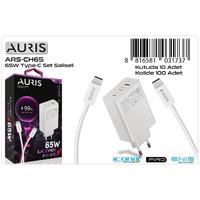 Auris CH65 65W 3 Çıkışlı Ultra Hızlı TYPE-C Şarj Aleti Seti (Saliseli)