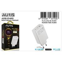 Auris CH65B 65W 3Çıkışlı Ultra Hızlı Şarj Aleti Başlığı