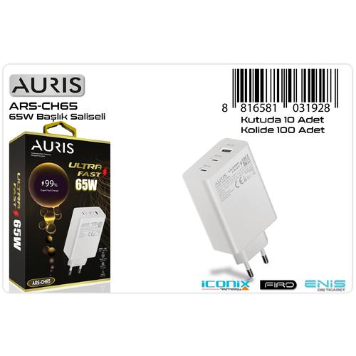 Auris CH65B 65W 3Çıkışlı Ultra Hızlı Şarj Aleti Başlığı