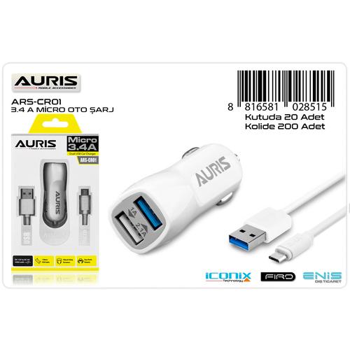 Auris CR01 Araç Şarj Aleti + Micro Kablo 3,4A