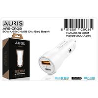 Auris CR08 30W PD + USB Araç Şarj Başlığı