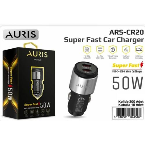 Auris CR20 Araç Şarj Başlığı 50W Süper Hızlı
