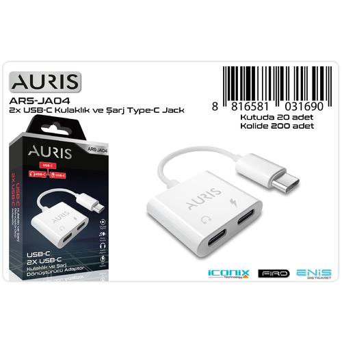 Auris JA04 2x USB-C To Type-C Kulaklık ve Şarj Dönüştürücü