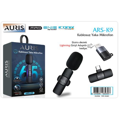 Auris K9 Kablosuz Yaka Mikrofonu + Lightning Girişli Adaptör Hediye