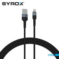 Syrox C135AL USB to Lightning Led Işıklı, 2,4 Hızlı Şarj Kablosu 2,4 Amper Yüksek Kaliteli Örgü Kablo 120cm kablo uzunluğu 
