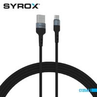 Syrox C135AT USB to Type-C Led Işıklı, 3,0 Amper Hızlı Şaj Kablosu Yüksek Kaliteli Örgü Kablo 120cm Kablo Uzunluğu 