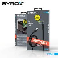 Syrox C135AT USB to Type-C Led Işıklı, 3,0 Amper Hızlı Şaj Kablosu Yüksek Kaliteli Örgü Kablo 120cm Kablo Uzunluğu 