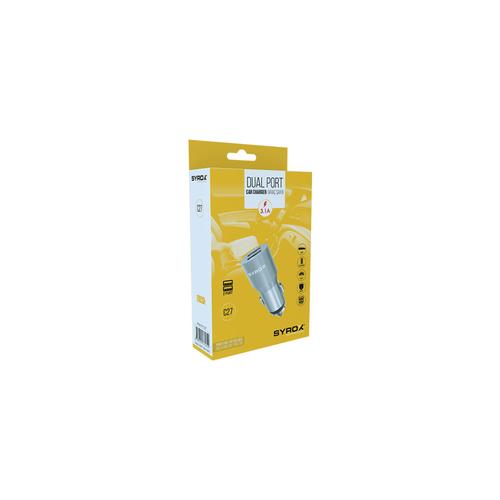 Syrox C27 Metal Araç Şarj Aleti Başlığı 3,1Amper Çift Girişli 