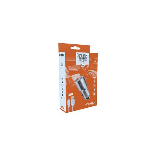Syrox C32 Metal Araç Şarj Aleti + Micro Kablo 3,1A Çift Girişli 