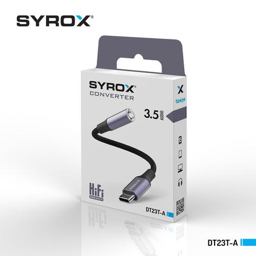 Syrox DT23T-A Type-C Kulaklık Çevirici, Dönüştürücü İP Sargı 3,5mm Jack