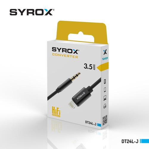 Syrox DT24L-J Lightning To 3.5mm Jack Çevirici, Dönüştürücü Aparatı Siyah ve Beyaz Renk Seçeneği)