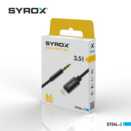 Syrox DT24L-J Lightning To 3,5mm Jack Çevirici, Dönüştürücü Aparatı Siyah ve Beyaz Renk Seçeneği)