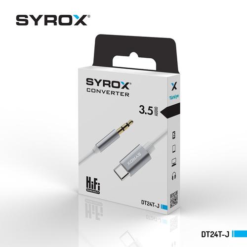 Syrox DT24T-J Type-C To  3,5mm Jack Çevirici, Dönüştürücü Aparatı (Siyah ve Beyaz Renk Seçeneği)