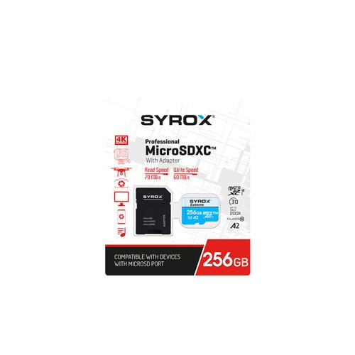Syrox MC256 256 GB Hafıza Kartı Micro SDXC + Adaptörlü