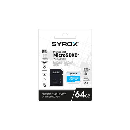 Syrox MC64 64GB Hafıza Kartı Micro SDXC + Adaptörlü 