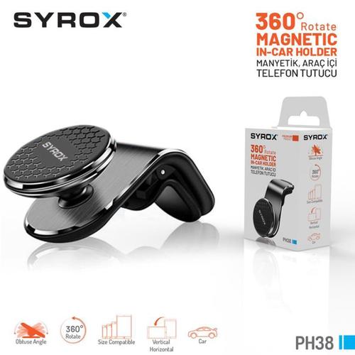 Syrox PH38 Manyetik Araçiçi Telefon Tutucu 360 Derece Dönebilen