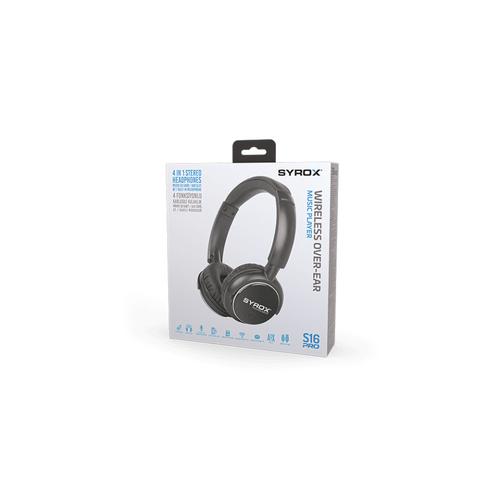 Syrox S16 Bluetooth Over-Ear Headphones with Wireless + Microphone (Black, Blue, Pink)