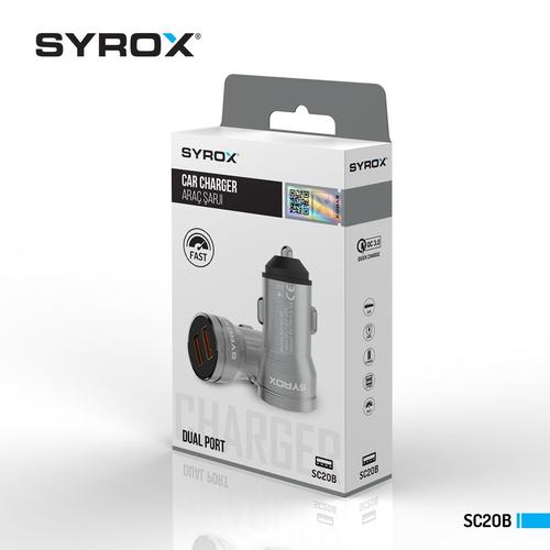 Syrox SC20B Araç Çakmaklık Şarj Aleti 3.1Amper Çift USB Giriş