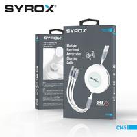 Syrox C145 2,4A 3 In 1 Çoklu Şarj Kablosu 2x Type-C, 1x Lightning 112cm