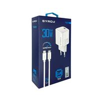 Syrox GAN30L Type-C To Lightning Kablo 30w Premium Şarj Seti 100cm